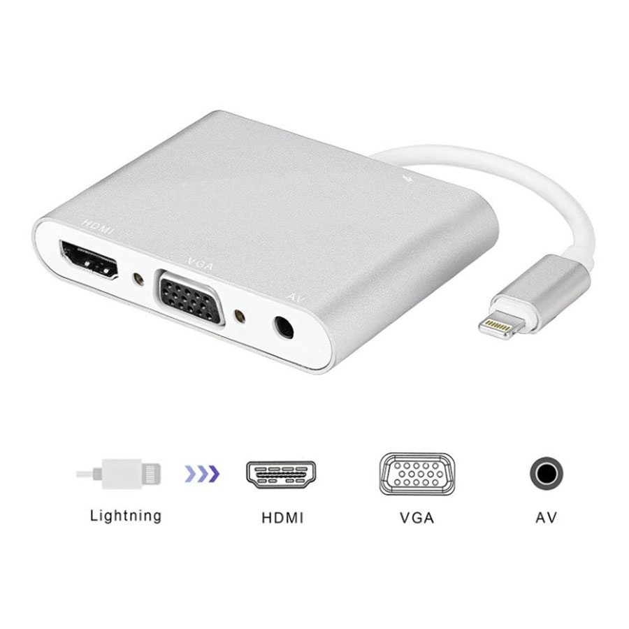 Cáp chuyển Lightning to HDMI + VGA + Audio cho iPhone